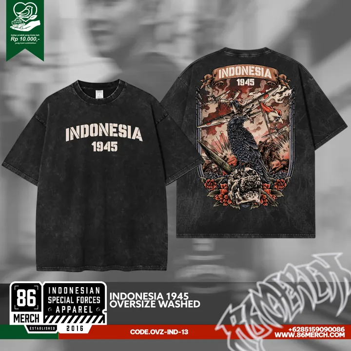 INDONESIA 1945 TSHIRT OVERSIZE 86MERCH STORE