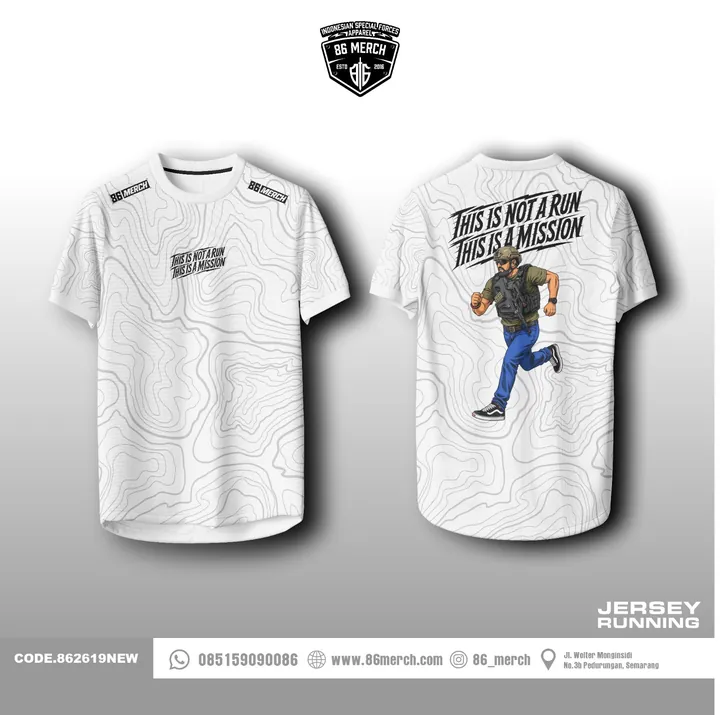 Jersey Running Mision RUN HITAM & PUTIH